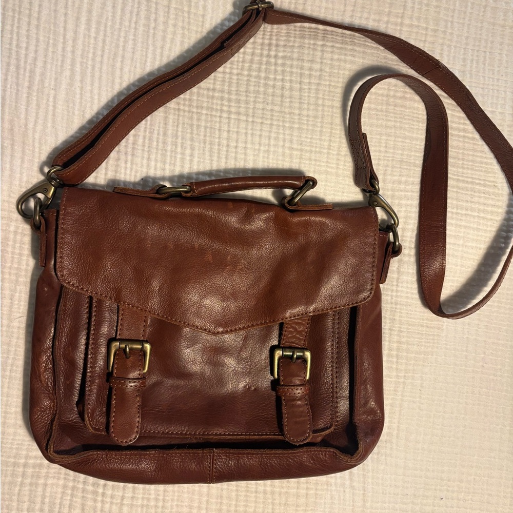 Fat Face Brown Leather Shoulder Bag Briefcase